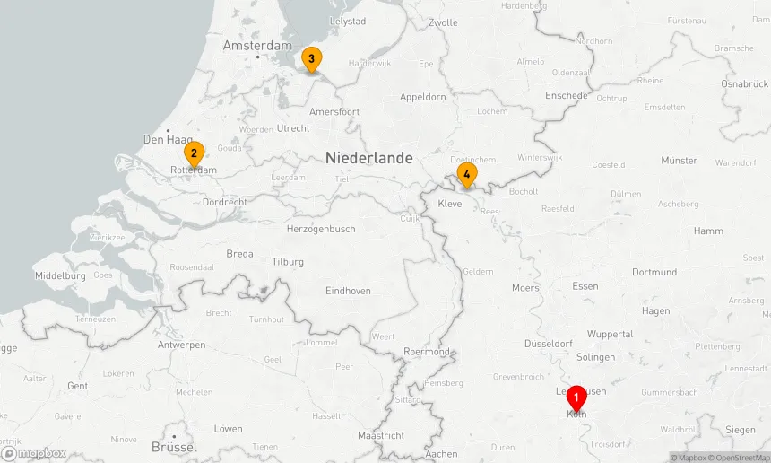 Route 4 Nächte - Rhein Kurz-Kreuzfahrt Niederlande