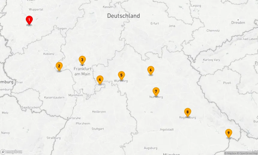 Route 8 Nächte - Rhein, Main und Donau