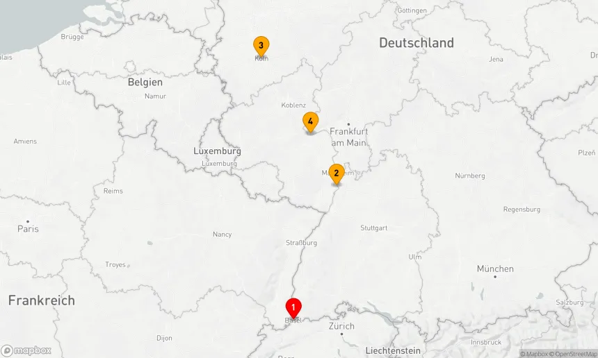 Route 5 Nächte - Rhein-Metropolen-Tour
