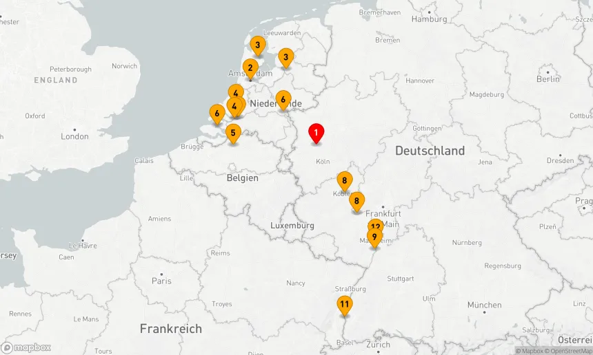 Route 12 Nächte - Rheinische Entdeckungsreise durch historische Städte und malerische Wasserwege
