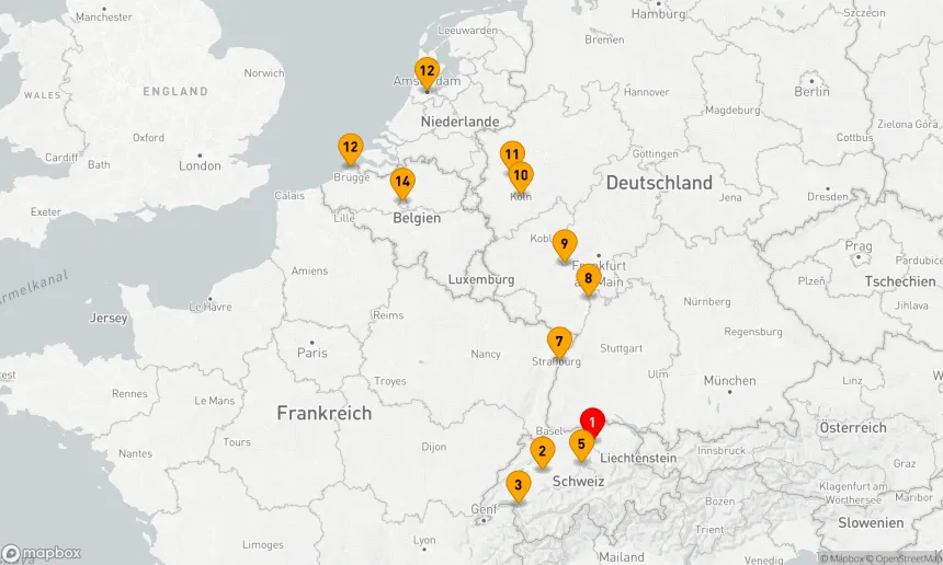 Route 14 Nächte - Rheinische Weihnachtsmärkte mit Brügge & Schweiz
