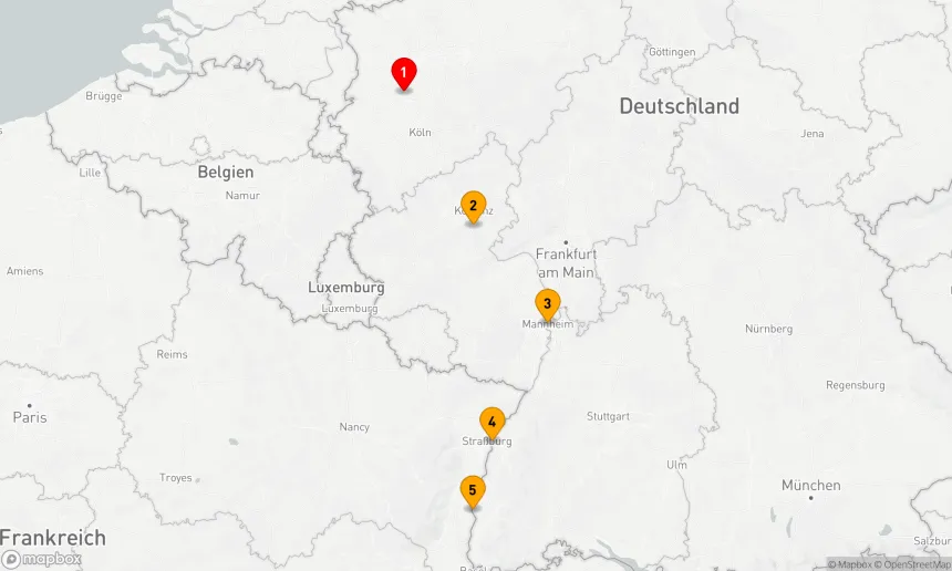 Route 4 Nächte - Rheinromantik & Burgenpracht