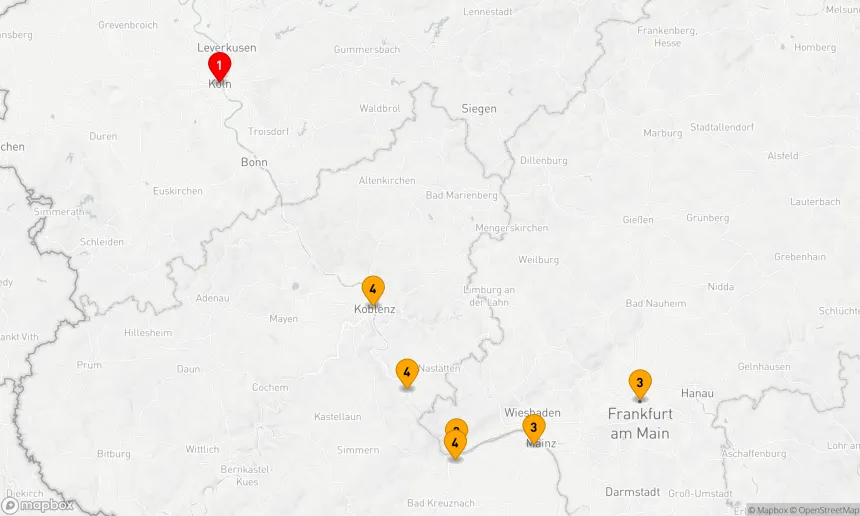Route 4 Nächte - Rheinromantik und Großstadtflair