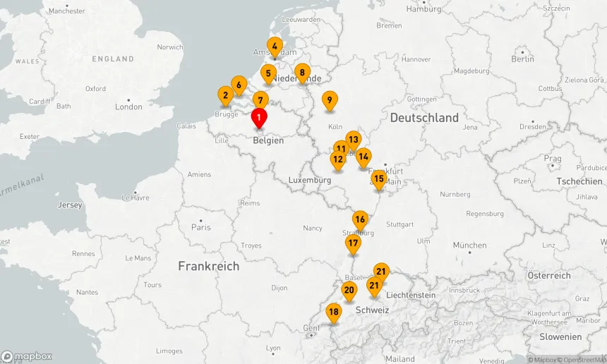 Route 21 Nächte - Romantischer Rhein & Mosel mit der Schweiz und dem bezaubernden Belgien
