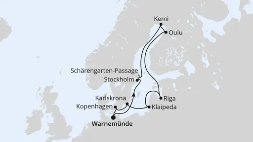 Route Schärengärten der Ostsee ab Warnemünde