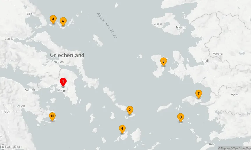 Route 10 Nächte - Segeln zu den weniger bereisten griechischen Inseln, Mykonos und der Türkei