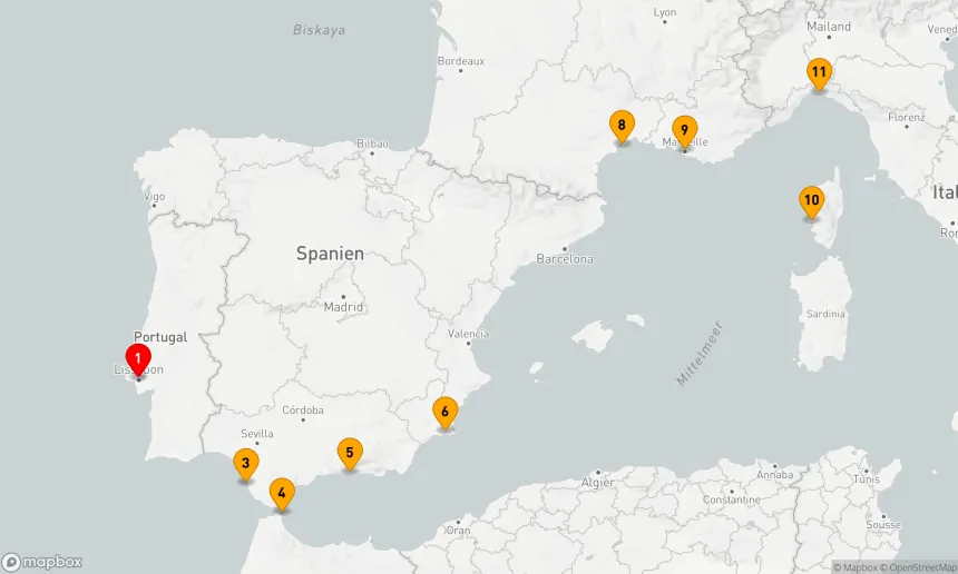 Route 10 Nächte - SEVILLA, GRANADA, MURCIA UND FRANZÖSISCHE RIVIERA