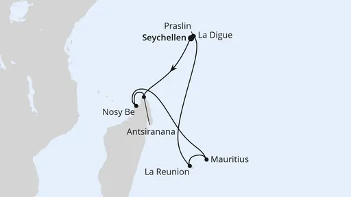 Route Seychellen, Madagaskar & Mauritius