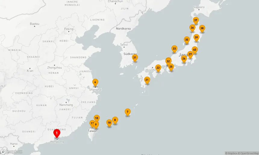 Route 40 Nächte - SHANGHAI NIGHTS, TAIWAN LANTERNS & JAPAN IN-DEPTH