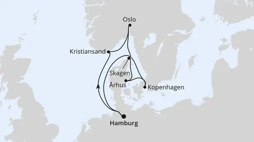 Route Silvesterreise nach Norwegen & Dänemark ab Hamburg