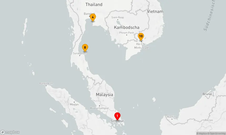Route 10 Nächte - SINGAPUR, THAILAND & VIETNAM KREUZFAHRT: SINGAPUR, BANGKOK & HO CHI MINH CITY