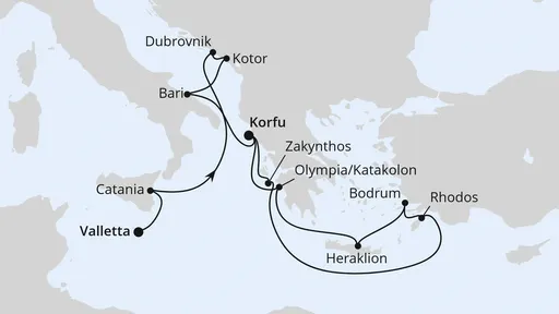 Route Sizilien, Adria & Griechenland ab Malta