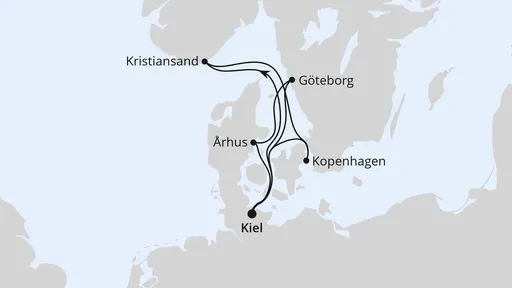 Route Skandinavien ab Kiel