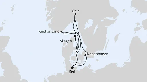 Route Skandinavien ab Kiel
