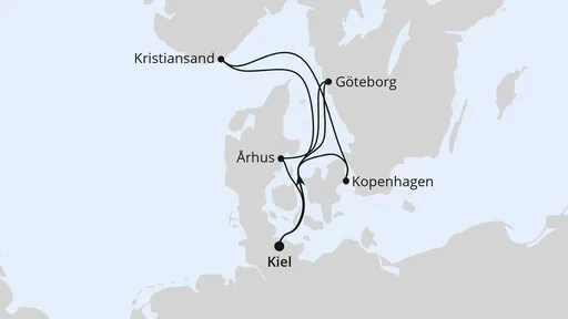Route Skandinavien mit Göteborg ab Kiel