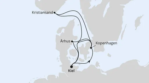 Route Skandinavien mit Kopenhagen ab Kiel