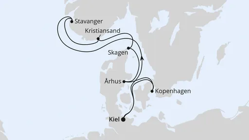 Route Skandinavische Highlights ab Kiel 1