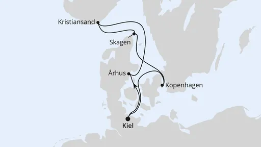 Route Skandinavische Highlights ab Kiel