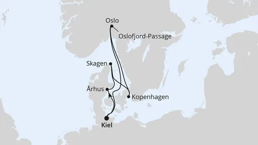 Route Skandinavische Highlights ab Kiel