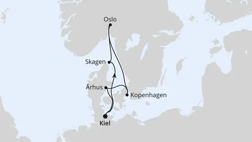 Route Skandinavische Highlights ab Kiel