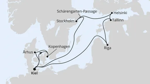Route Skandinavische Highlights im Advent ab Kiel 1