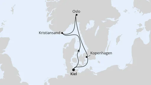 Route Skandinavische Städte ab Kiel