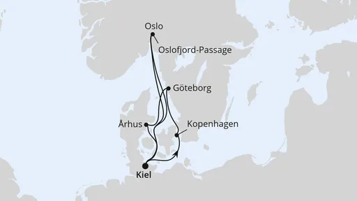 Route Skandinavische Städte mit Skifestival ab Kiel