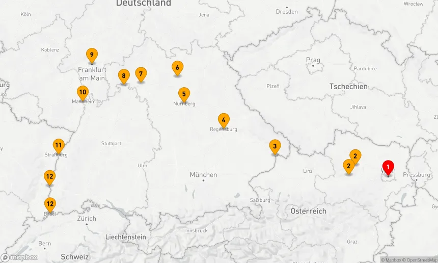 Route 12 Nächte - Sommermärchen von Wien nach Basel