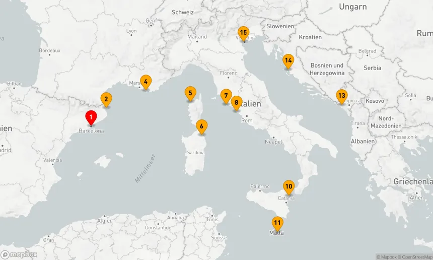 Route 14 Nächte - SPANIEN, FRANKREICH, ITALIEN, KROATIEN & MALTA