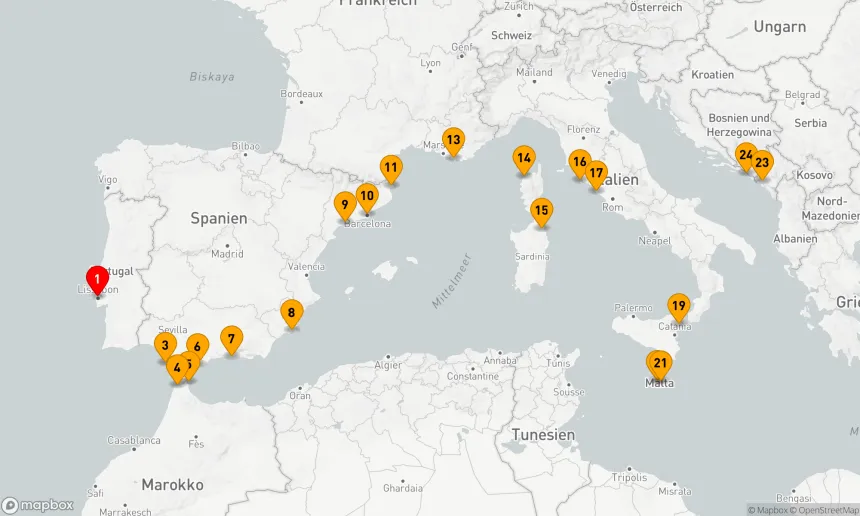 Route 23 Nächte - SPANIEN, FRANKREICH, ITALIEN, MALTA & MONTENEGRO ERKUNDEN