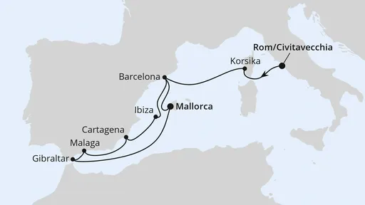 Route Spanien, Frankreich & Gibraltar ab Civitavecchia