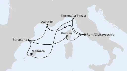 Route Spanien, Frankreich & Italien ab Civitavecchia