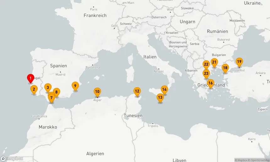 Route 24 Nächte - SPANIEN, GRIECHENLAND & TÜRKEI KOMBINIERTE KREUZFAHRT: SEVILLA, ATHEN & ISTANBUL