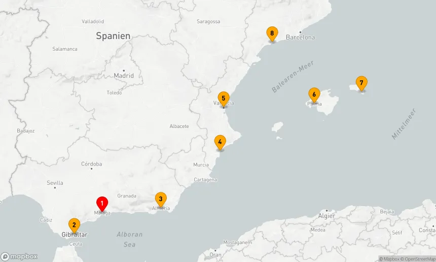 Route 7 Nächte - SPANIEN INTENSIV KREUZFAHRT: ALICANTE,  VALENCIA & PALMA