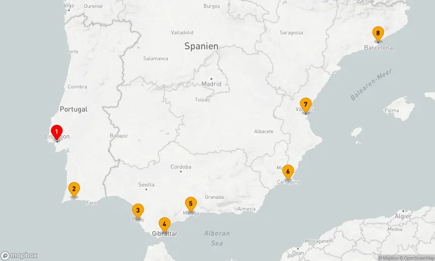 Route 7 Nächte - SPANIEN INTENSIV KREUZFAHRT: CADIZ, MALAGA & BARCELONA