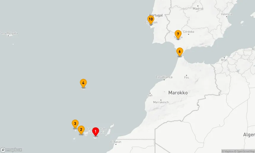 Route 10 Nächte - SPANIEN INTENSIV KREUZFAHRT: KANARISCHE INSELN, MADEIRA & SEVILLA