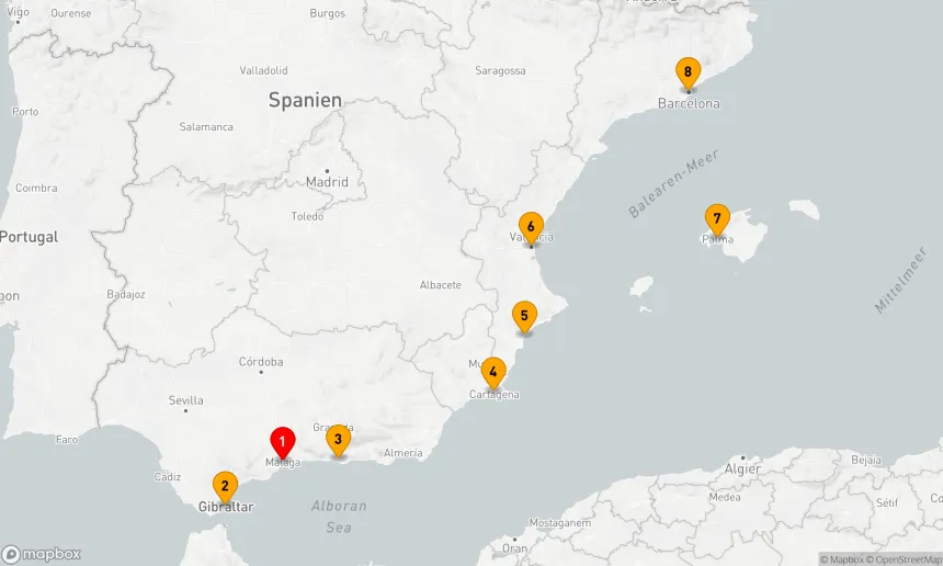 Route 7 Nächte - SPANIEN INTENSIV KREUZFAHRT: MALAGA, VALENCIA & BARCELONA