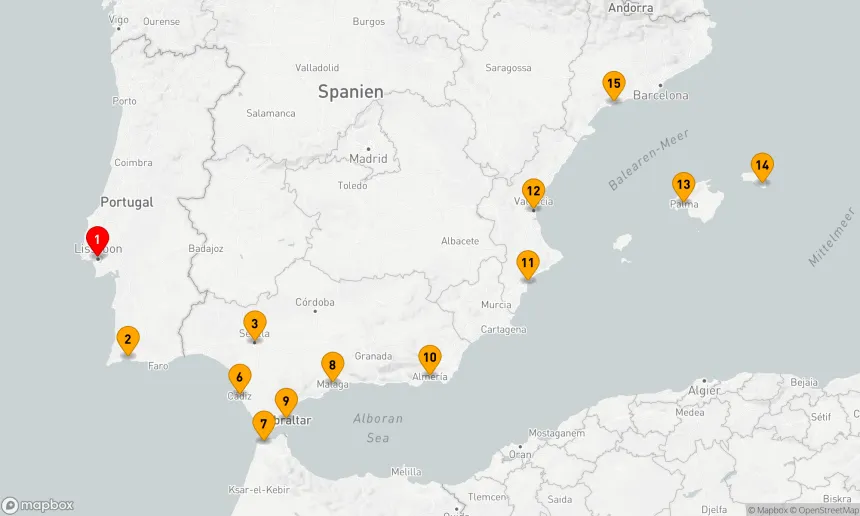 Route 14 Nächte - SPANIEN INTENSIV KREUZFAHRT: SEVILLA,  MALAGA & VALENCIA