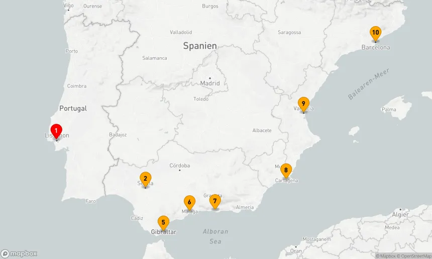 Route 9 Nächte - SPANIEN INTENSIV KREUZFAHRT: SEVILLA, MALAGA & VALENCIA
