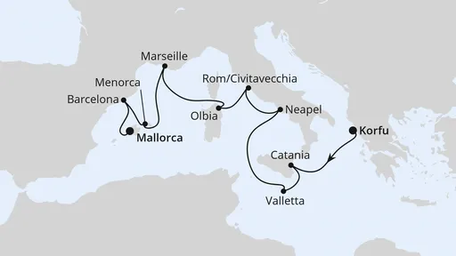 Route Spanien, Italien & Malta ab Korfu
