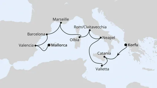 Route Spanien, Italien & Malta ab Korfu