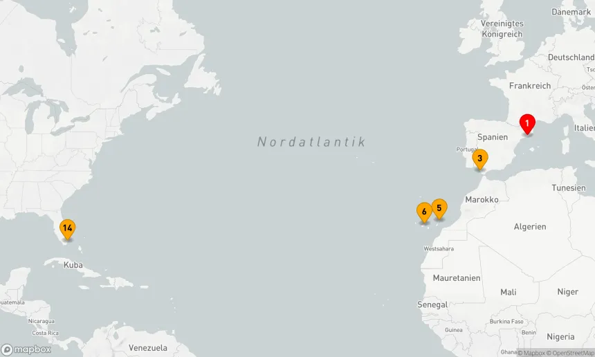 Route 13 Nächte - Spanien - Kanarische Inseln - Transatlantik (Q723)