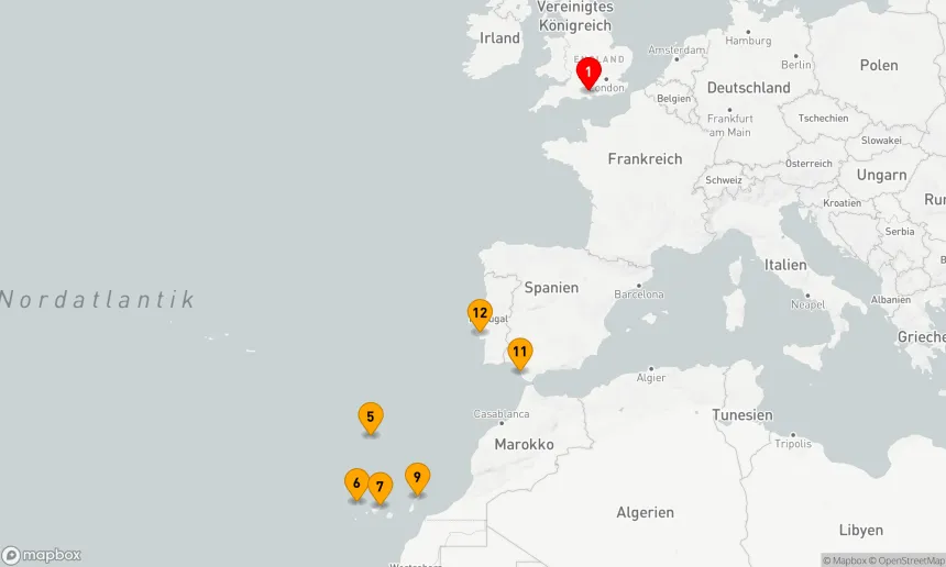 Route 14 Nächte - Spanien,  Portugal und die Kanarischen     Inseln