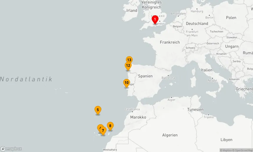 Route 14 Nächte - Spanien,  Portugal und die Kanarischen     Inseln