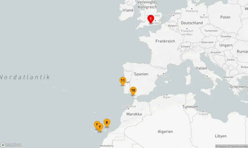 Route 14 Nächte - Spanien,  Portugal und die Kanarischen     Inseln