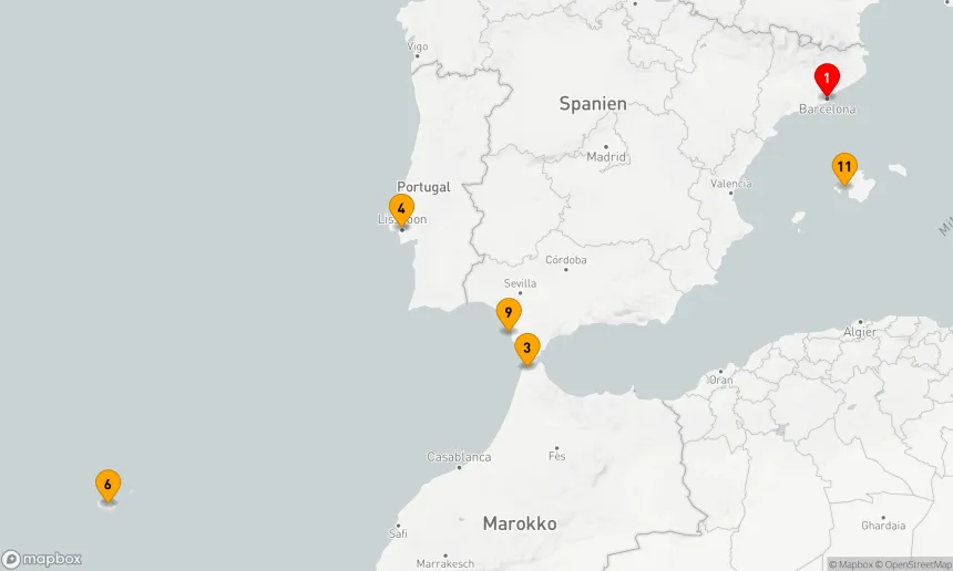 Route 11 Nächte - SPANIEN,  PORTUGAL & MAROKKO