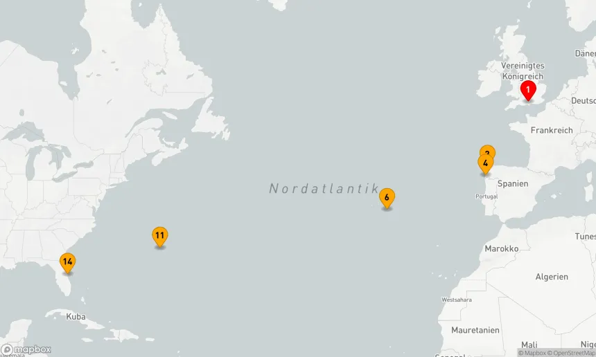 Route 13 Nächte - SPANIEN & BERMUDA TRANSATLANTIK