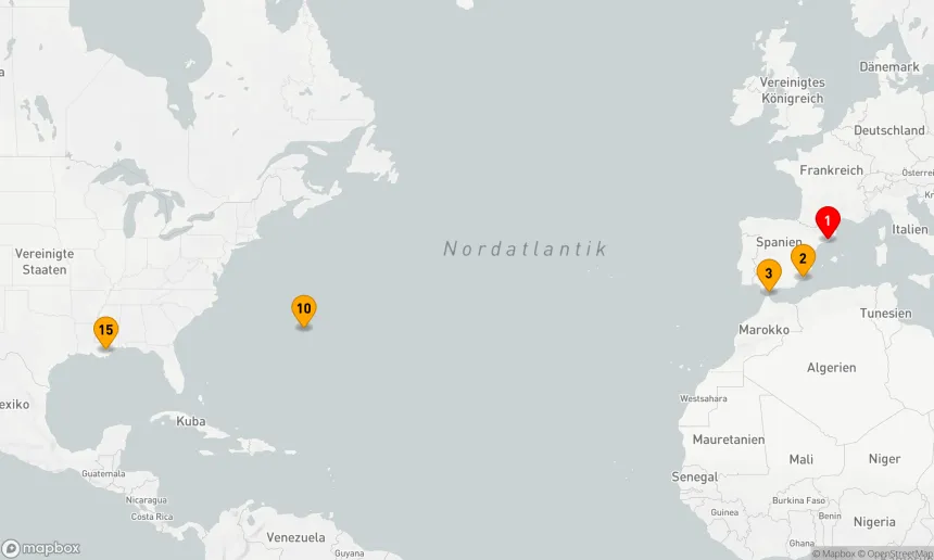 Route 14 Nächte - SPANIEN & BERMUDA TRANSATLANTIK