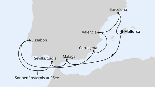 Route Spanien & Portugal mit Sonnenfinsternis