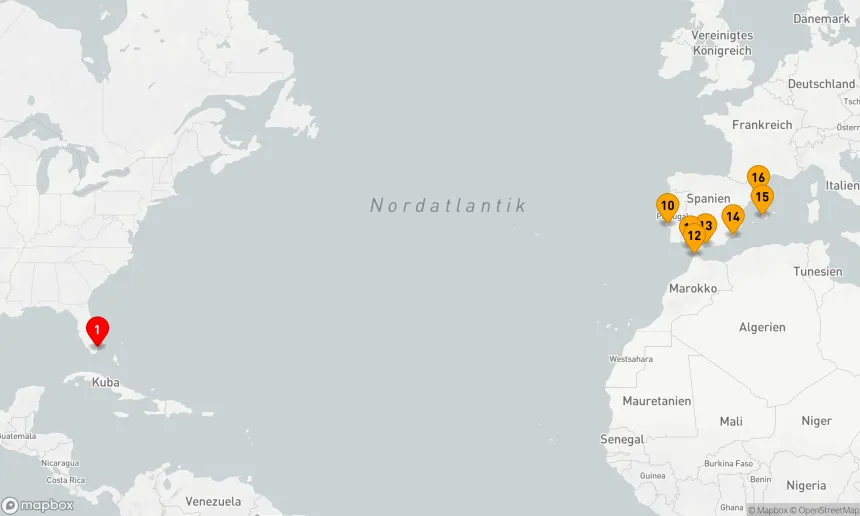 Route 15 Nächte - SPANIEN & PORTUGAL TRANSATLANTIK